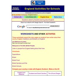 Worksheets for a unit on England