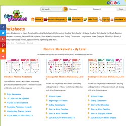 Phonics Worksheets, Reading, for Preschool, Kindergarten, First Grade, Second Grade