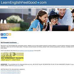 Free ESL worksheets, ESL printables, English grammar handouts, free printable tests