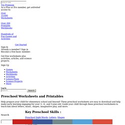 Preschool Worksheets and Printables
