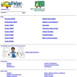 Math Worksheets, Puzzles, Printables, Problems, Test Prep