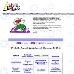Printable Spanish Worksheets and Handouts - Spanish4Teachers.org