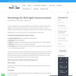 Workshops for Rich Agile Communication