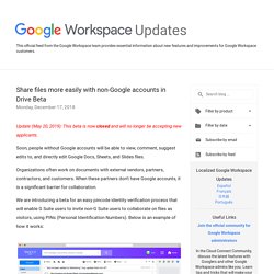 Actualizaciones del espacio de trabajo de Google: comparta archivos más fácilmente con cuentas que no son de Google en Drive Beta