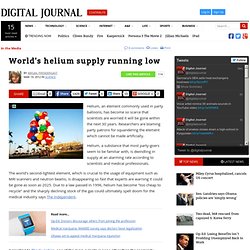 World's helium supply running low