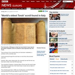'World's oldest Torah' scroll found in Italy