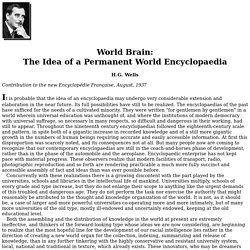 World Brain: The Idea of a Permanent World Encyclopaedia