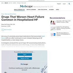 Drugs That Worsen Heart Failure Common in Hospitalized HF