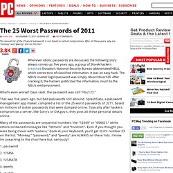 The 25 Worst Passwords of 2011