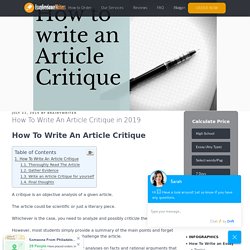 How To Write An Article Critique in 2019