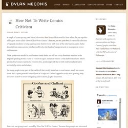 How Not To Write Comics Criticism // Dylan Meconis