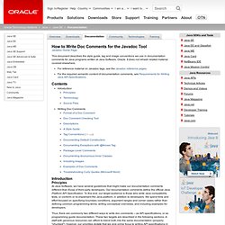 How to Write Doc Comments for the Javadoc Tool