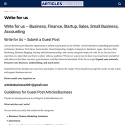 Write for us - ArticlesBusiness