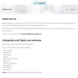 Write For Us - Grav Technology