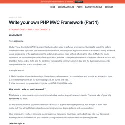 Write your own PHP MVC Framework (Part 1)