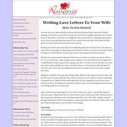 Write A Love Letter To Your Wife