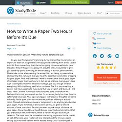 How to Write a Paper Two Hours Before It s Due - Research Papers - Chinkee817