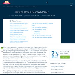 How to Write a Research Paper - A Research Guide for Students