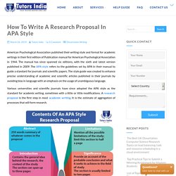 How To Write A Research Proposal In APA Style