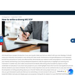 How to write a strong MS SOP - Wisdom Mart