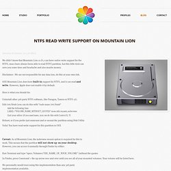 NTFS Read Write support on Mountain Lion
