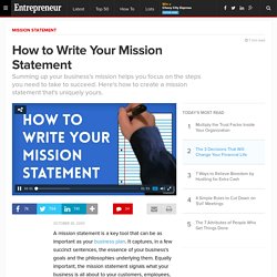 How to Write Your Mission Statement