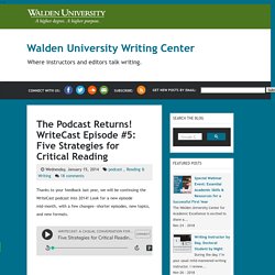 The Podcast Returns! WriteCast Episode #5: Five Strategies for Critical Reading