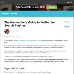 The Non-Writer's Guide to Writing for Search Engines