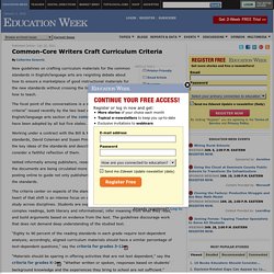 Common-Core Writers Craft Curriculum Criteria