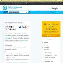 Writing a CV/résumé