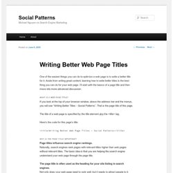 Writing Better Web Page Titles