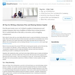 30 Tips for Writing a Business Plan - DealHorizon.com