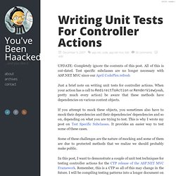 Writing Unit Tests For Controller Actions