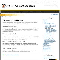 Writing a Critical Review