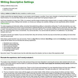 Writing Descriptive Settings