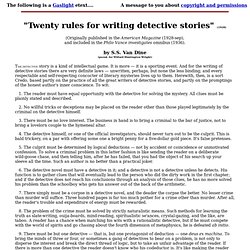 Twenty rules for writing detective stories (1928) by S.S. Van Dine