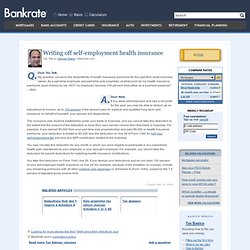 Writing off self-employment health insurance