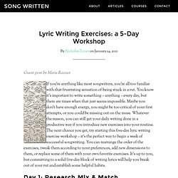 Lyric Writing Exercises: a 5-Day Workshop