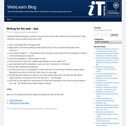 Writing for the web – tips « Adam&#039;s WebLearn Blog