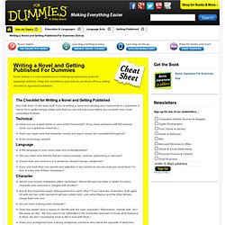 Writing a Novel and Getting Published For Dummies Cheat Sheet