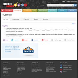 Writing a Hypothesis for Your Science Fair Project