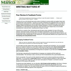 Writing Matters 7 Peer Review & Feedback Forms