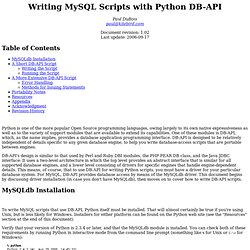 Writing MySQL Scripts with Python DB-API