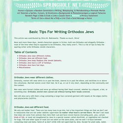 Basic Tips For Writing Orthodox Jews