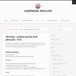 Writing - useful words and phrases - FCE