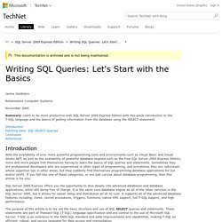 Writing SQL Queries: Let's Start with the Basics