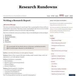 Writing a Research Report