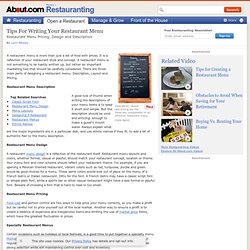 Tips For Writing Your Restaurant Menu- All About Writing Restaurant Menus