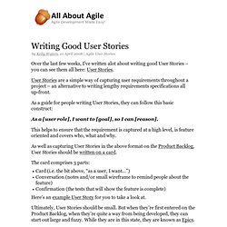 Writing Good User Stories