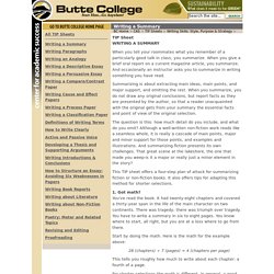 Writing a Summary - TIP Sheets - Butte College